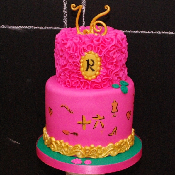 pink sweet 16 cake
