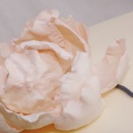 bruidstaart kadodozen met pioenroos van fondant