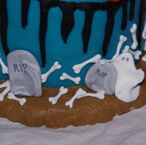 halloweentaart rip met spookje van fondant