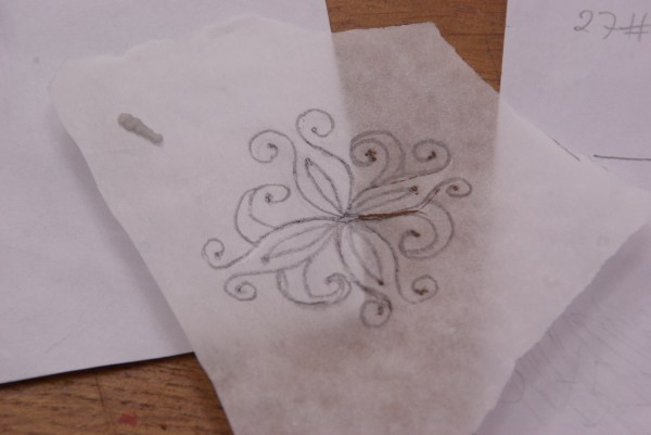 schets van barok motief schets voor bruidstaart