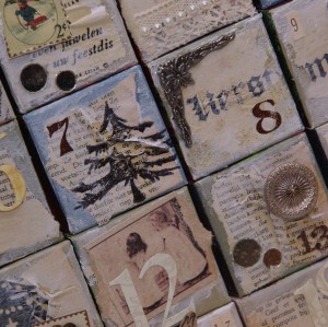 detail doosjes adventkalender gescrapt mixed media