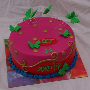 oilily cake with butterflies