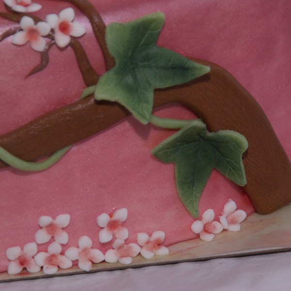 roze bloesem muurschildering elfje taart