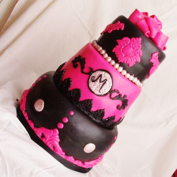 roze met zwarte taart